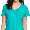 Hanes Slub Jersey Shirred V-Neck