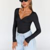 Trendy Queen Womens Tops Trendy Fashion Clothes Going Out Long Sleeve Shirts V Neck Basic Y2K Cute Shirt Slim Fitted Corset