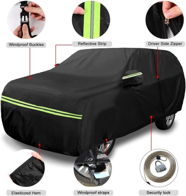 Waterproof Car Covers Replace for 2019-2024 Mercedes-Benz GLB, 6 Layers All Weather Car Cover with Zipper Door & Windproof Bands for Snow Rain Dust Hail Protection(GLB)