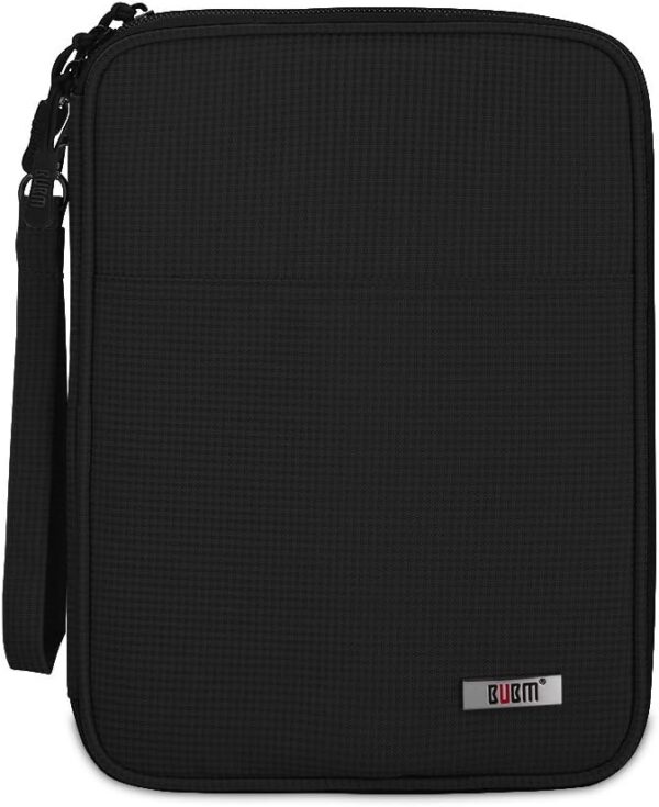 BUBM Electronic Accessories Organizer, Double Layer Travel Gadget Bag for Cables, Power Bank, Earphone, USB Flash Drive, and More, Perfect Size Fits for iPad Mini (Medium, Black)