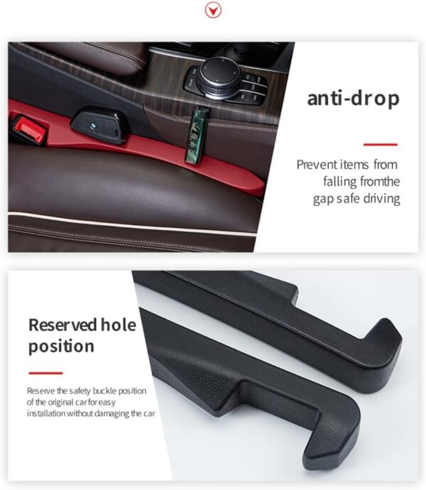 2PCS Car Seat Gap Filler - Car Seat Gap Filler Organizer for Holding Phone,Key,Purse - Universal Car Gap Filler Fits Car Truck SUV Car Interior Accessories (Black/2PCS)…