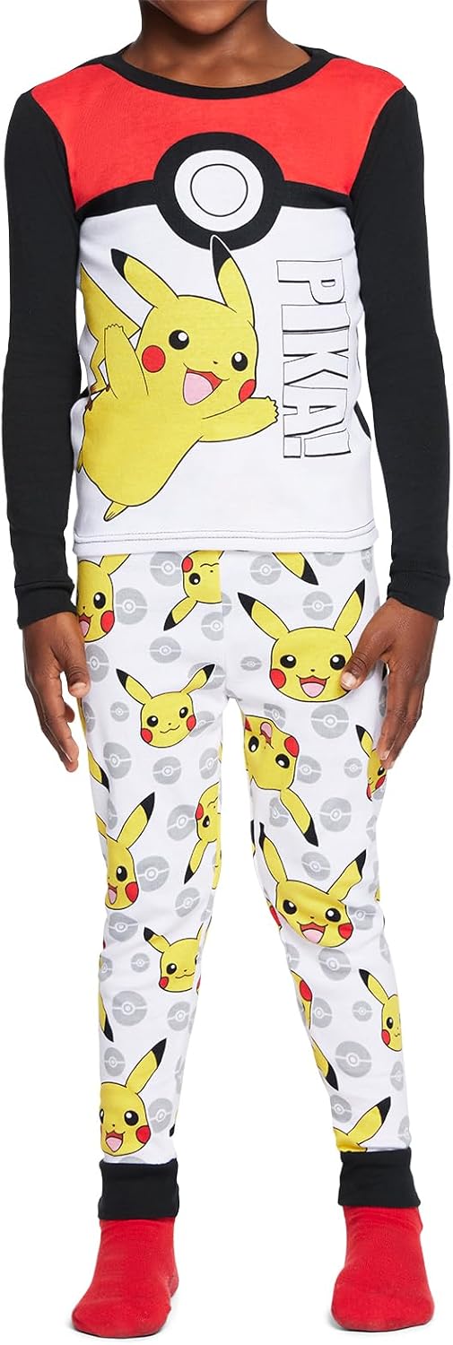 Pokemon Boys' 6-Piece Snug-fit Cotton Pajama Set, Soft & Cute for Kids