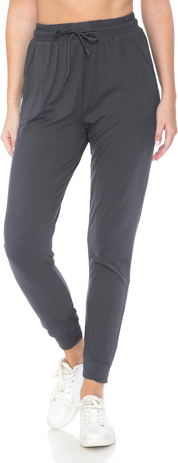 Leggings Depot Women's Relaxed-fit Jogger Track Cuff Sweatpants with Pockets for Yoga, Workout