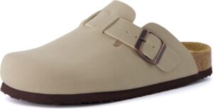 CUSHIONAIRE Hana Slip-On Buckle Clog with Cork Footbed +Memory Foam, Wide Widths Available