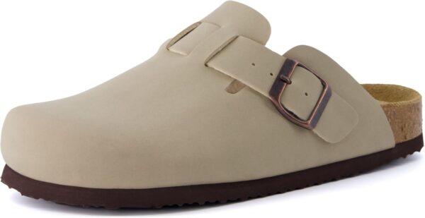 CUSHIONAIRE Hana Slip-On Buckle Clog with Cork Footbed +Memory Foam, Wide Widths Available