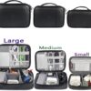 BUBM 3Pcs PVC Electronics Organizer Travel Case, Travel Gadget Storage Bag, Cable Organizer Bag Tech Organizer for USB Flash Drive, Plug, Cord, Charger, Power Bank, Black