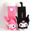 Kawaii Car Seat Belt Strap Cover, Cute 2 Pieces Set Anime Seat Strap Neck Protector Car Decorations for Women (Melo+Kuro)