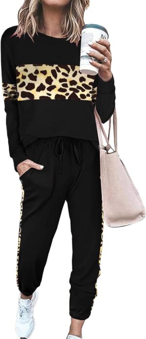 PRETTYGARDEN Women's Color Block 2 Piece Tracksuit Crewneck Long Sleeve Tops Long Sweatpants Outfits Lounge Sets