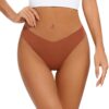 Seamless Thongs for Women No Show Thong V-waisted Stretch Breathable Sexy Panties Underwear 6 Pack