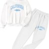 SOLY HUX Girl's Letter Print Drop Shoulder Hoodie Sweatshirt and Jogger Sweatpants 2 Piece Outfit