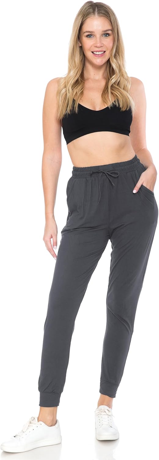 Leggings Depot Women's Relaxed-fit Jogger Track Cuff Sweatpants with Pockets for Yoga, Workout