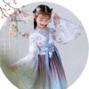 Deluxe Hanfu Chinese Costume For Girls,Kids Tang Dynasty Traditional Floral Embroidery Princess Dress.