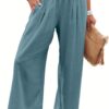 ANRABESS Women Linen Palazzo Pants Summer Boho Wide Leg High Waist Casual Lounge Pant 2025 Beach Travel Vacation Outfits