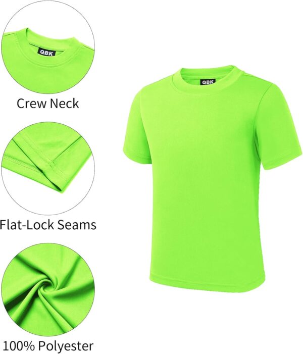 QBK 4T to Youth Neon Shirt Kids UPF 50+ Dry Fit Athletic Short Sleeve T Shirts for Boys and Girls