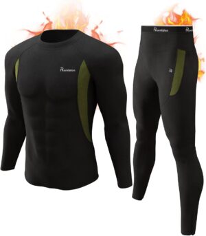 romision Thermal Underwear for Men Long Johns Fleece Lined Hunting Gear Bottom Top Set Base Layer for Cold Weather Gift