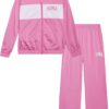 PUMA Girls' Jogger Set - 2 Piece Athletic Tricot Flare Pants and Zip Up Jacket for Girls (4-14)