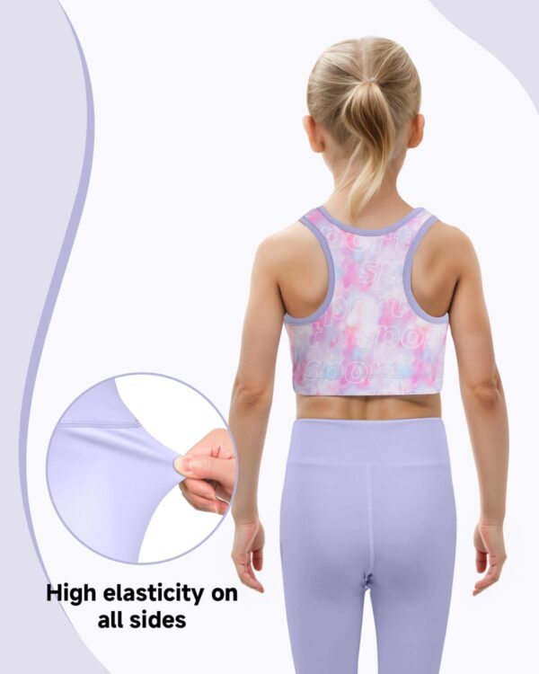 JiAmy Girls Yoga Leggings Girls Athletic Leggings Training Bras Set Kids Gym Crop Tank Top Activewear Set for 5-12 Years