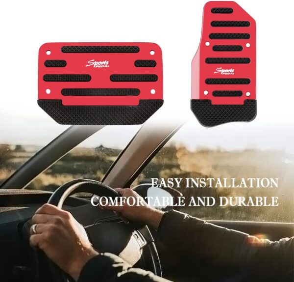 2PCS Non-Slip Car Pedal Covers,Premium Aluminum Alloy Gas and Brake Pedals Covers for Safe Driving,Car Mods Accessories Fits Automatic Transmission Car Truck SUV Van (Red/2pcs)