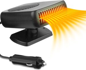 200W Car Heater, 12V Car Heater That Plugs into Cigarette Lighter, Portable Car Heaters and Car Defroster Windshield Defogger, Heater for Car with 360 Degree Rotary Base