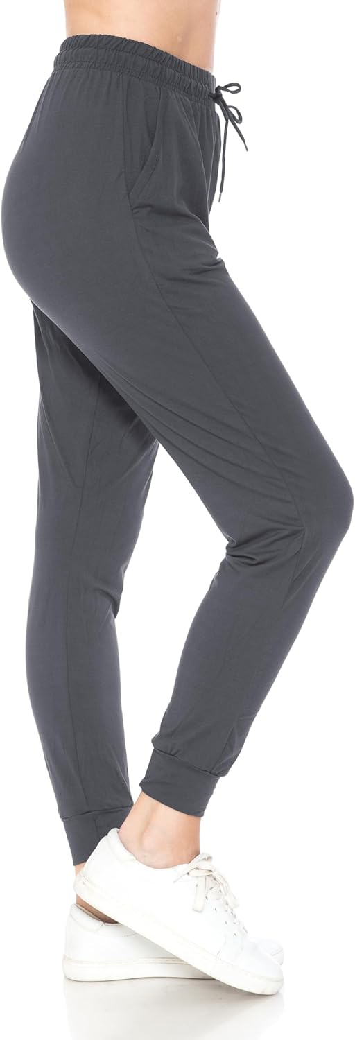 Leggings Depot Women's Relaxed-fit Jogger Track Cuff Sweatpants with Pockets for Yoga, Workout