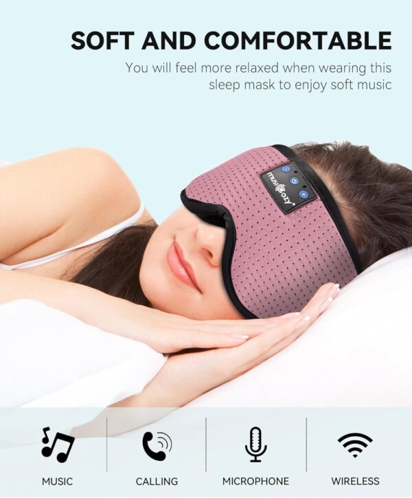 MUSICOZY Sleep Headphones Bluetooth Sleep Eye Mask for Sleeping, Headband Wireless Headphones Sleeping Masks Headphones, Sleep Earbuds for Side Sleepers Men Women with Speakers Cool Tech Gadgets