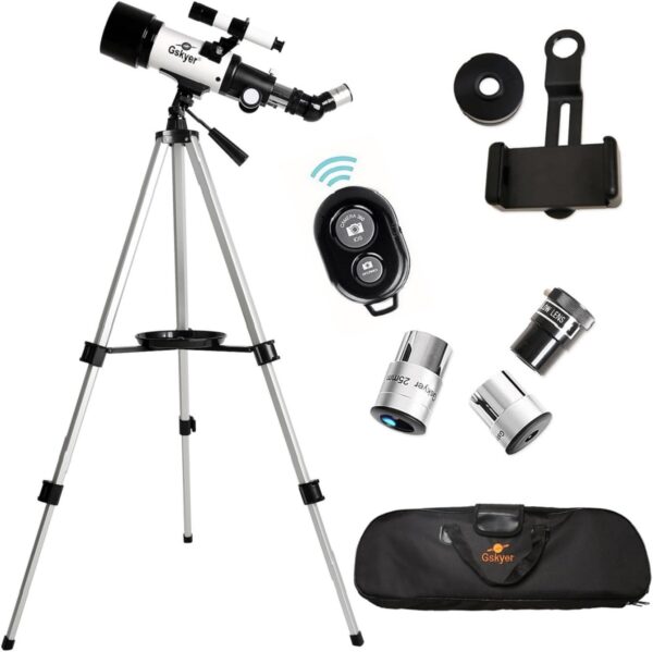 Gskyer Telescope, 70mm Aperture 400mm AZ Mount Astronomical Refracting Telescope for Kids Beginners - Travel Telescope with Carry Bag, Phone Adapter and Wireless Remote.