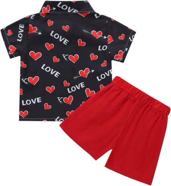 Sinda Toddler Baby Boy Valentines Outfit Love Heart Shirt Red Shorts Valentine Clothing Sets12M-5T