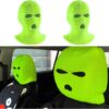 2 PCS Car Headrest Cover, Personalized Funny Car Seat Full Face Mask, Ski Mask Wrap Protection for Auto Front Seat Rest Decoration, Universal Interior Car Accessories (Fluorescent Yellow)