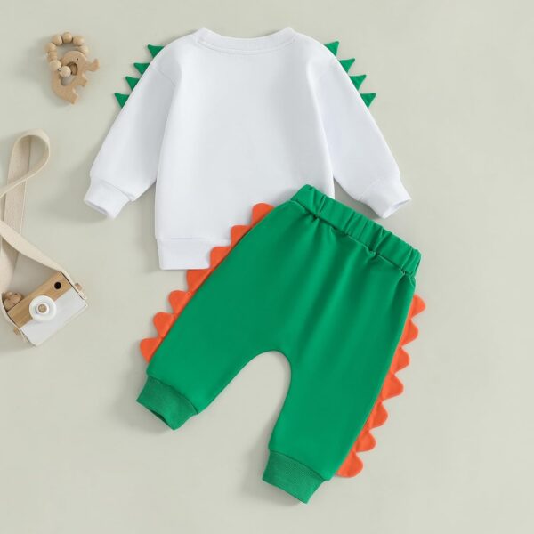 toddler baby boy dinosaur birthday outfit oversize crewneck sweatshirt pants set fast one tow 2nd birthday clothes 1-5Y