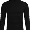 Poriff Men's Casual Slim Fit Basic Tops Knitted Lightweight Turtleneck Pullover Sweater