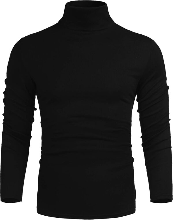 Poriff Men's Casual Slim Fit Basic Tops Knitted Lightweight Turtleneck Pullover Sweater