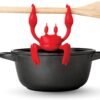 OTOTO Red the Crab Silicone Utensil Rest - Kitchen Gifts, Silicone Spoon Rest for Stove Top - Heat-Resistant, Funny Kitchen Gifts, Cooking Gifts - Non-Slip Spoon Holder Stove Organizer, Steam Releaser