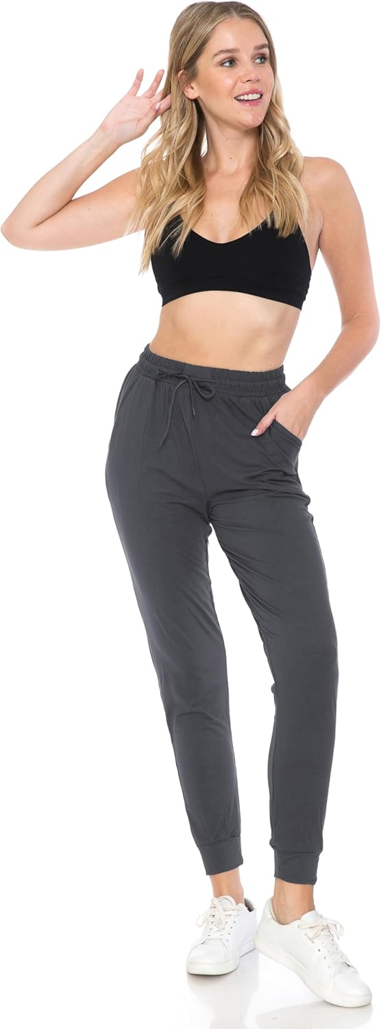 Leggings Depot Women's Relaxed-fit Jogger Track Cuff Sweatpants with Pockets for Yoga, Workout