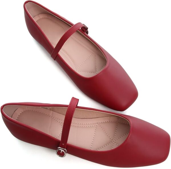 TN TANGNEST Leather Flats for Women Comfortable Square Toe Slip On Flats Soft Work Flats Retro Mary Jane Flats