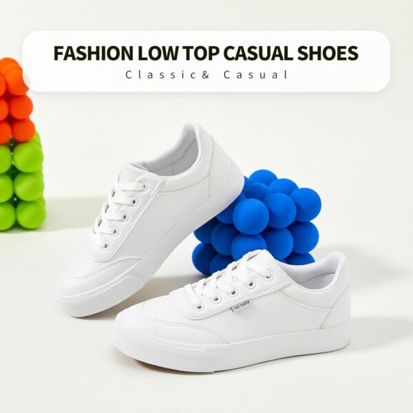 hash bubbie White Sneakers for Women Women's White Shoes PU Leather Tennis Shoes Slip on Shoes for Walking