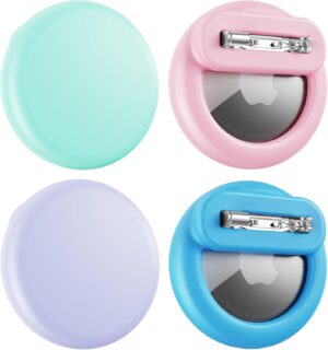 Air Tags-4 Pack Apple Kids Hidden Case, Airtag Tracker for Kids, AirTag Hidden Kids Holder with Invisible Pin, Anti Lost, for Kids, Elderly, Luggage, Clothing (Pink Purple Sky Blue Mint Green)