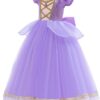 Princess Dresses Girls Halloween Christmas Dress up Costume Purple Party Princess Costume for Girls Age 3-10