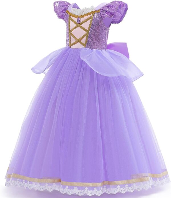 Princess Dresses Girls Halloween Christmas Dress up Costume Purple Party Princess Costume for Girls Age 3-10