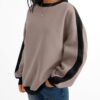 Trendy Queen Womens Oversized Sweatshirts Crewneck Hoodies Color Block Long Sleeve Pullover Fall Cute Top Fleece Clothes