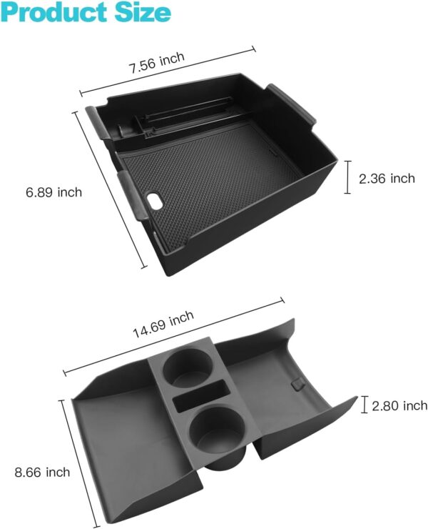 CDEFG 2PCS Lower Center Console Tray Floor Console Organizer with Cup Holder Compatible with 2025 Hyundai Tucson Limited Accessories Middle Console Storage Box