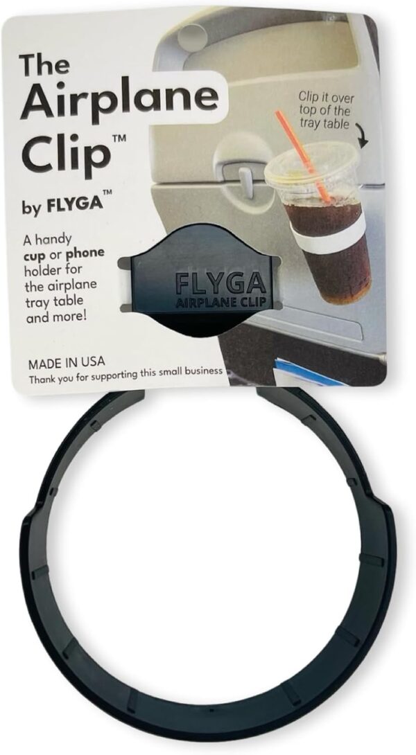 FLYGA Airplane Drink or Phone Holder Travel Accessory (Black)