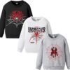 Toddler Boy Sweatshirt Set-Spider Print Warm Crewneck Sweatshirts-3 Pack Little Boys Warm Clothes Size(3-7 T)