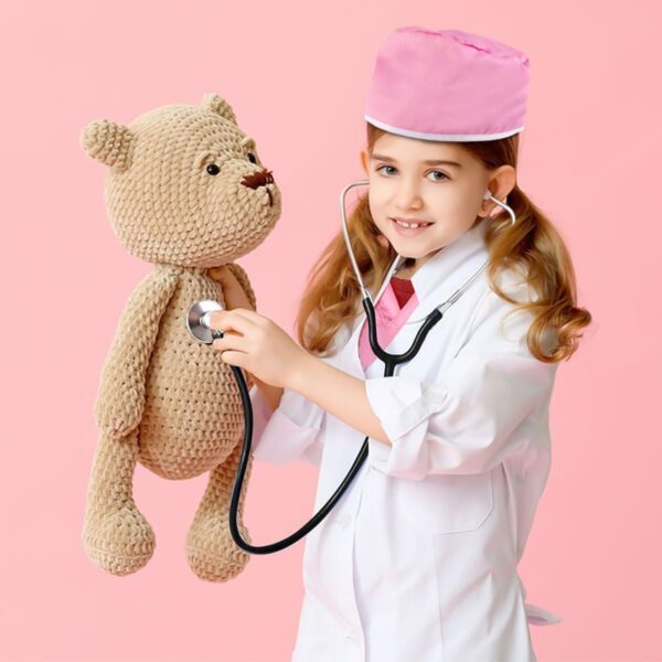 Meland Doctor Costume for Kids - Kids Scrubs with Lab Coat & Carry Bag, Doctor Dress Up for Halloween, Career Day Role Play