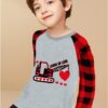 CM-Kid Toddler Boys Valentine Day Shirt Monster Truck Dino Train Heart Tshirt Red Plaid Long Sleeve Tops for Kids 2-7 Years