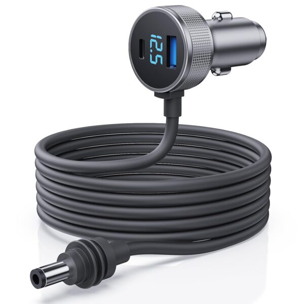 Starlink Mini Cable 10FT, 3 in 1 Starlink Mini Car Charger DC Power Cable+ Cigarette Lighter Adapter 12V-48V with Digital Display, Durable USB C PD 140W and USB A 35W Ports for Trucks and Cars