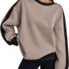 Trendy Queen Womens Oversized Sweatshirts Crewneck Hoodies Color Block Long Sleeve Pullover Fall Cute Top Fleece Clothes