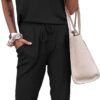 PRETTYGARDEN Women's Two Piece Outfit Sleeveless Crewneck Tops with Sweatpants Active Tracksuit Lounge Wear