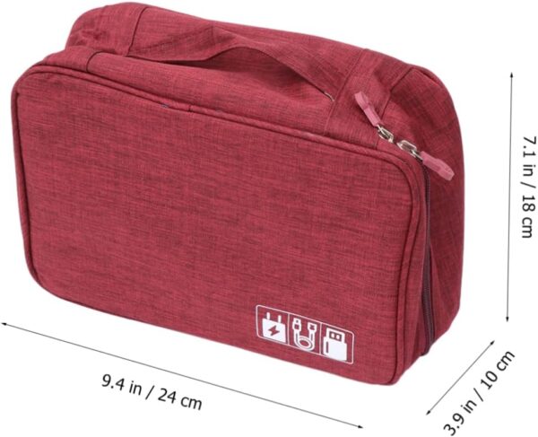 KICHOUSE Travel Storage Bag Kit for Data Cables U Disks and Power Banks Wine Red Electronic Accessories Organizer Case for Gadgets and Travel Essentials