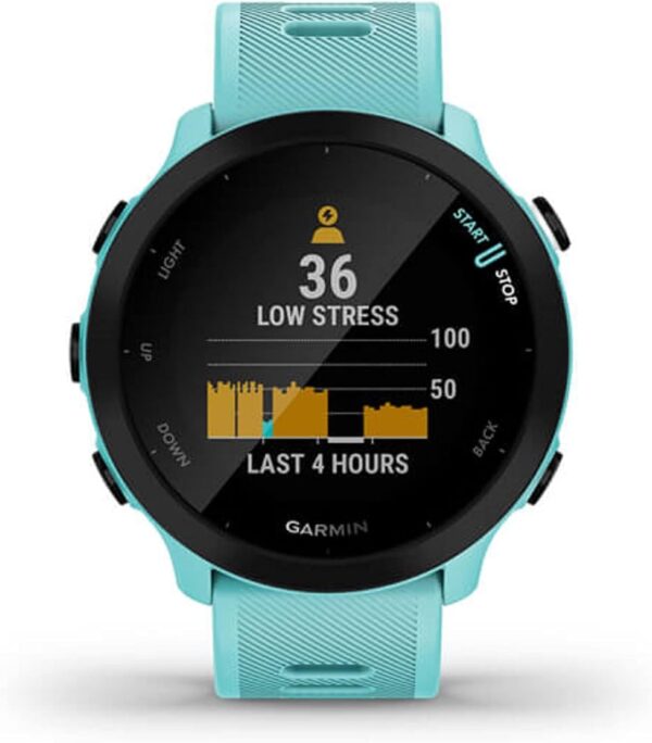 Garmin Forerunner 55, GPS Running Watch with Daily Suggested Workouts, Up to 2 weeks of Battery Life, Aqua