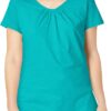 Hanes Slub Jersey Shirred V-Neck